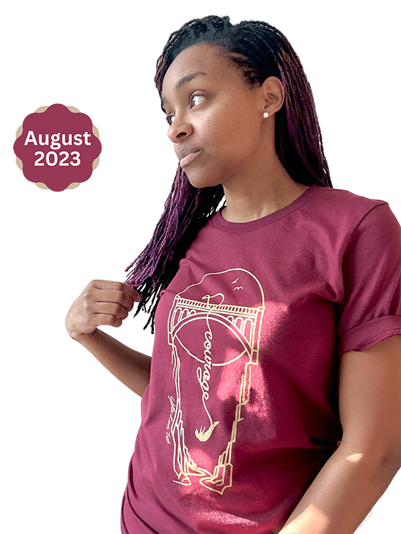 August 2023 love inspired graphic tee design on woman