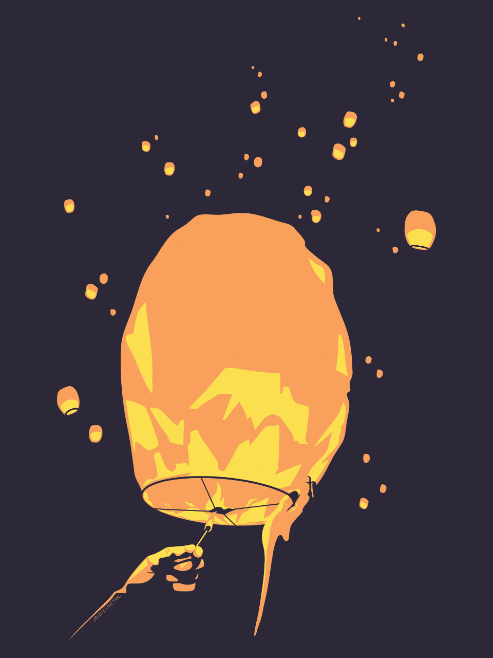floating lanterns graphic tee